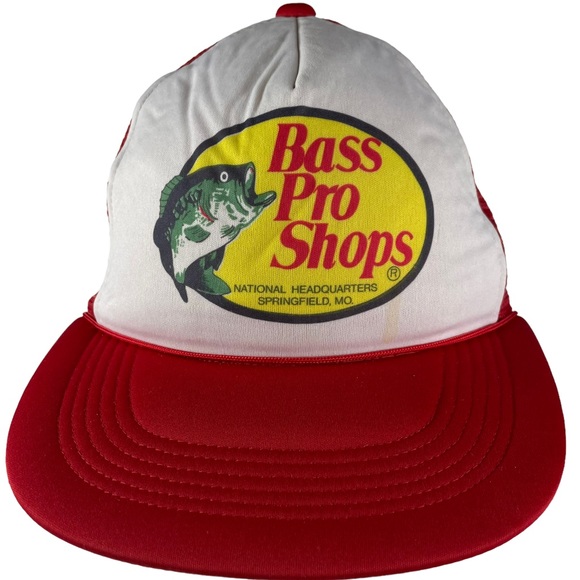1990s Bass Pro Shop Headquarters Springfield Missouri Snap Back Trucker Cap Hat - Picture 2 of 11